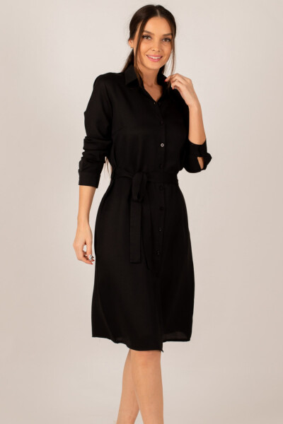 Women's Black Long Shirt Dress ARM-22K001141 - 7