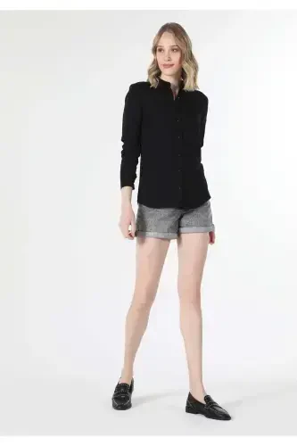 Women's Black Long Sleeve Shirt - 3