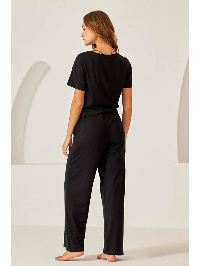 Women's Black Luxury Wide Leg Pants - 6