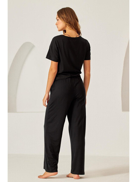 Women's Black Luxury Wide Leg Pants - LC WAIKIKI (1)