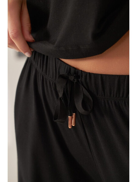 Women's Black Luxury Wide Leg Pants - 3