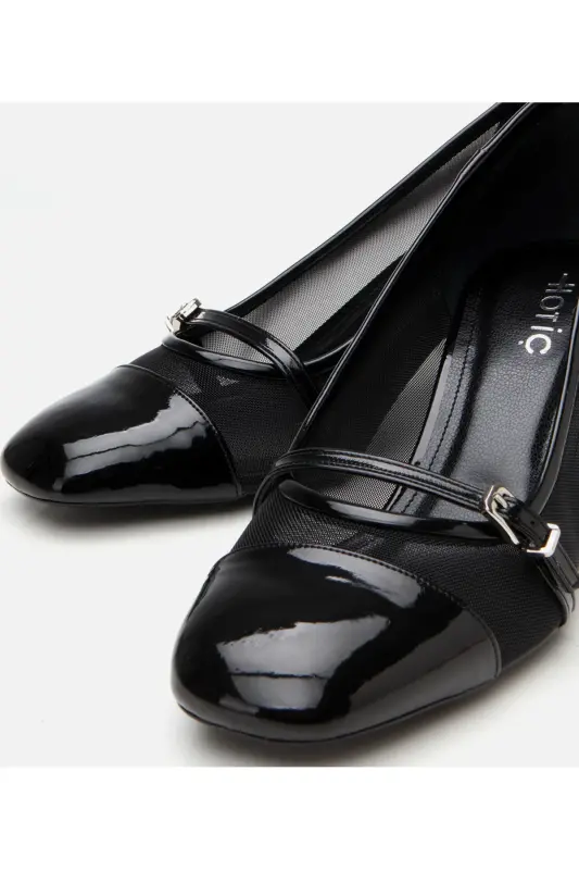 Women's Black Mary Jane Chunky Heel with See-Through Detail - 3