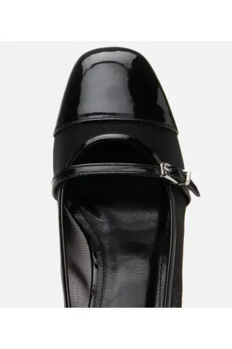 Women's Black Mary Jane Chunky Heel with See-Through Detail - 4