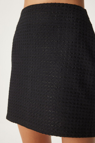 Women's Black Mini Tweed Skirt UL00037 - 5