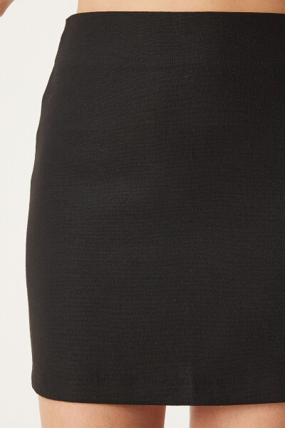 Women's Black Mini Woven Skirt FN03240 - 4