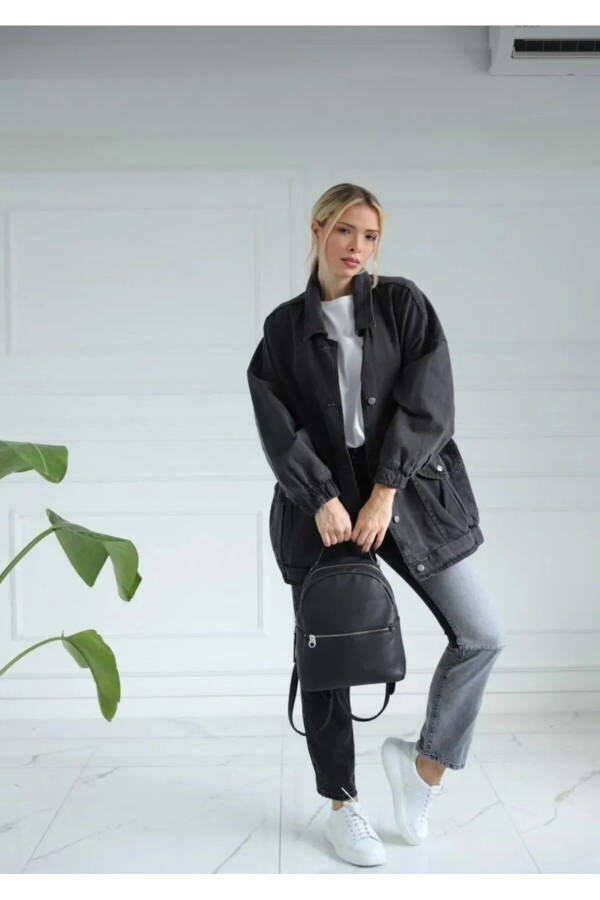 Women's Black Oversized Denim Jacket - 3