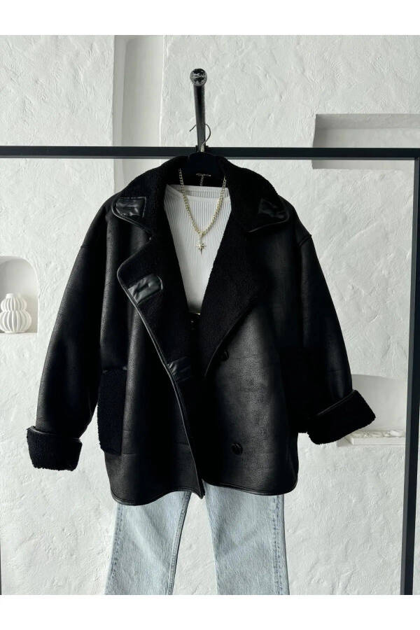 Women's Black Oversized Jacket - 3