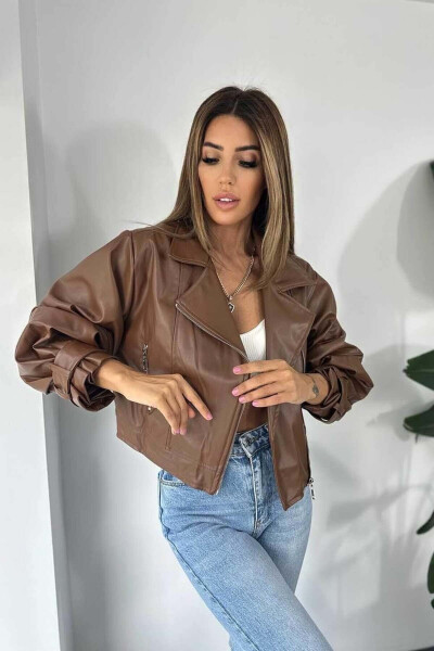 Women's Black Oversized Leather Jacket - 13