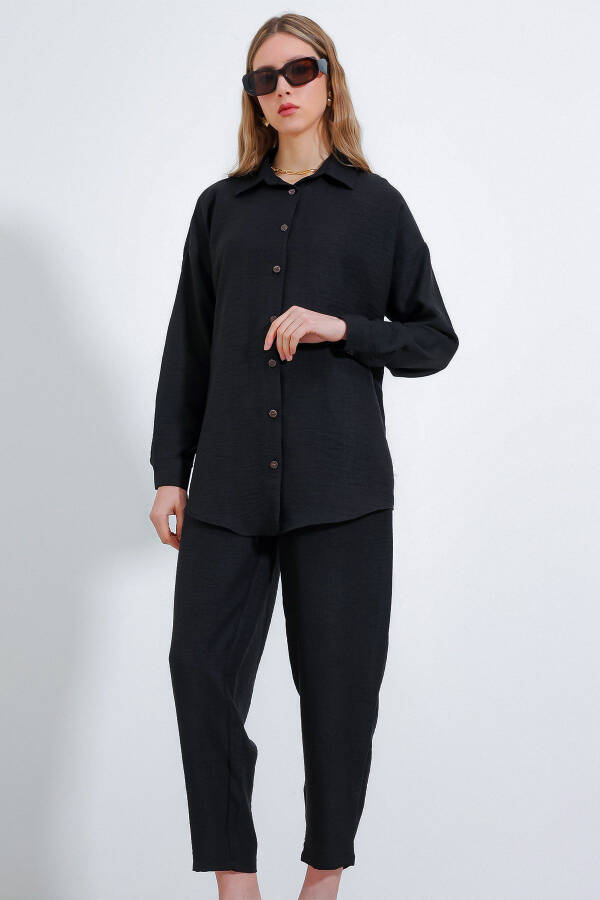 Women's Black Oversized Linen Jumpsuit 6622 - 22