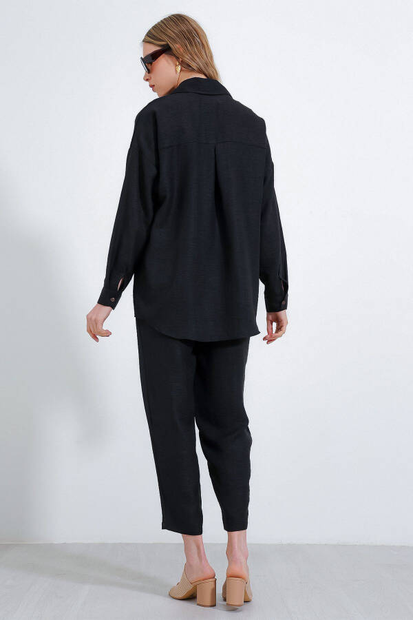 Women's Black Oversized Linen Jumpsuit 6622 - 18