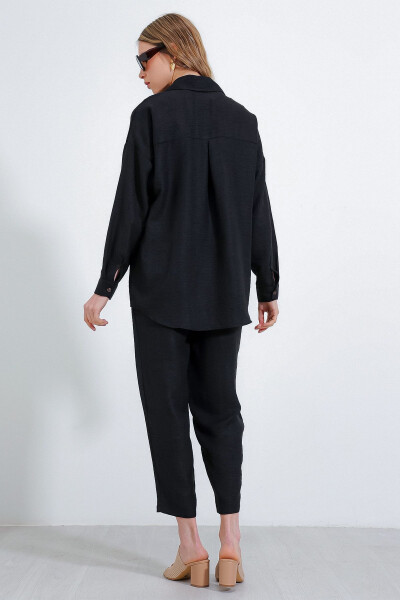 Women's Black Oversized Linen Jumpsuit 6622 - 6