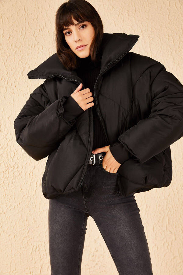 Women's Black Oversized Puffer Jacket - 12