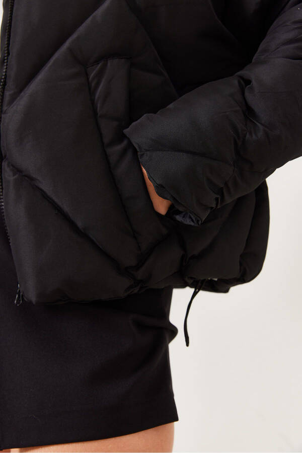 Women's Black Oversized Puffer Jacket - 3