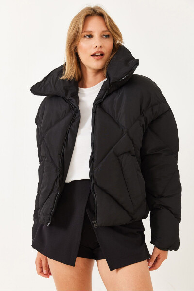 Women's Black Oversized Puffer Jacket - 5