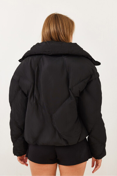 Women's Black Oversized Puffer Jacket - 8