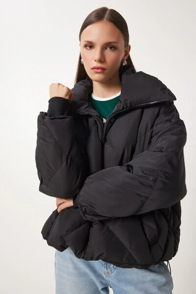 Women's Black Oversized Puffer Jacket RV00006 - 3