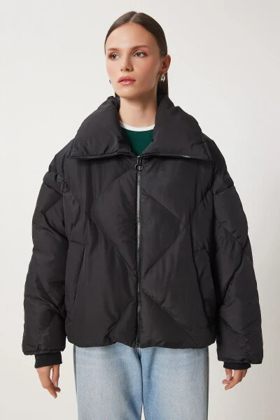 Women's Black Oversized Puffer Jacket RV00006 - 5