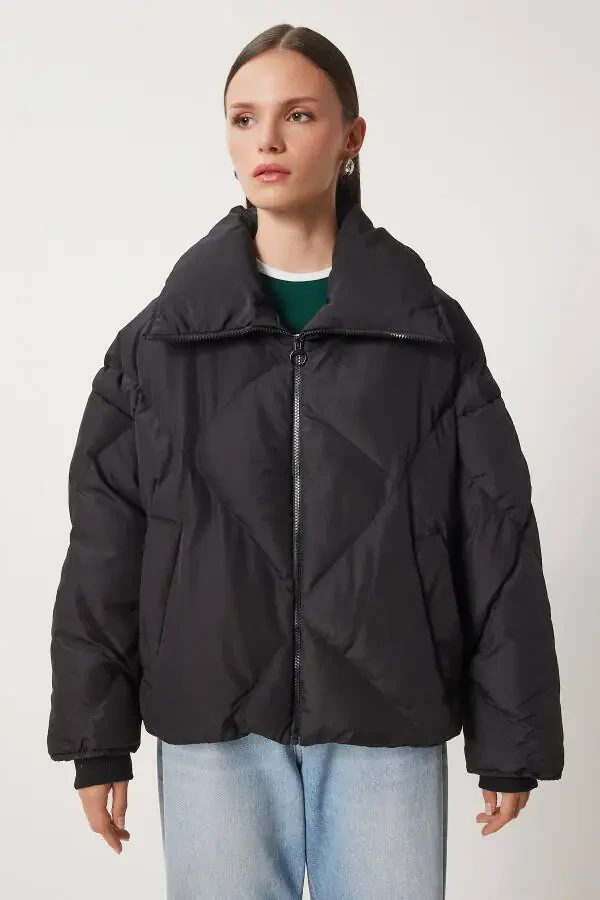Women's Black Oversized Puffer Jacket RV00006 - 5