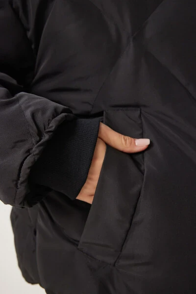 Women's Black Oversized Puffer Jacket RV00006 - 6