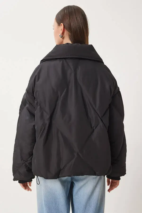 Women's Black Oversized Puffer Jacket RV00006 - 8