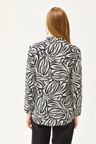 Women's Black Pencil Effect Woven Shirt GML-19001175 - OLALOOK (1)