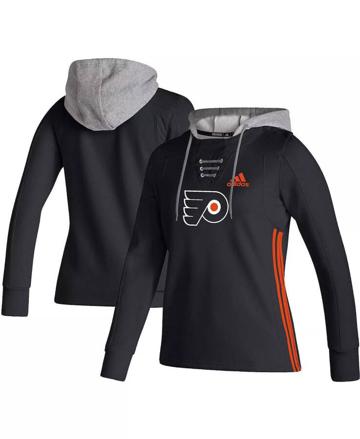 Women's Black Philadelphia Flyers Skate Lace AEROREADY Pullover Hoodie Black - 1