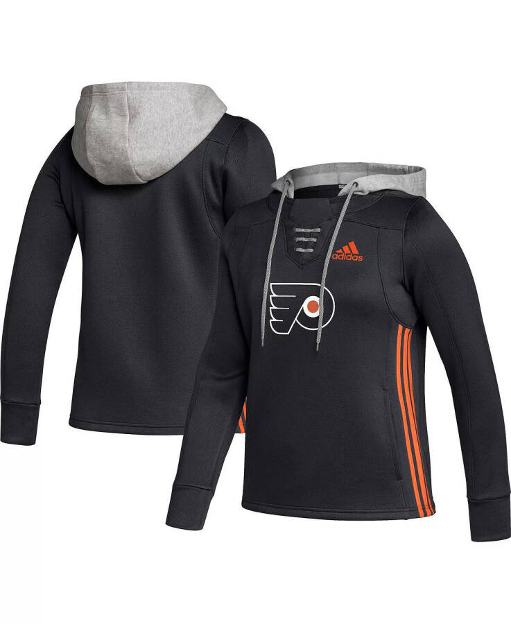 Women's Black Philadelphia Flyers Skate Lace Primeblue Team Pullover Hoodie Black - 1