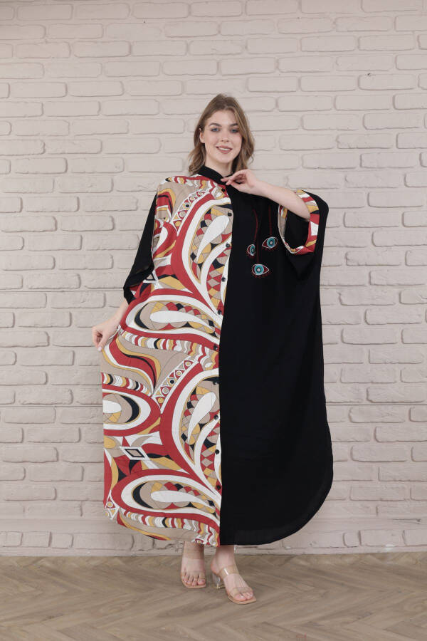 Women's Black Plus Size Mandarin Collar Woven Dress-k - 6