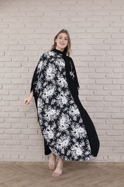 Women's Black Plus Size Mandarin Collar Woven Dress-s - MERVEMODA