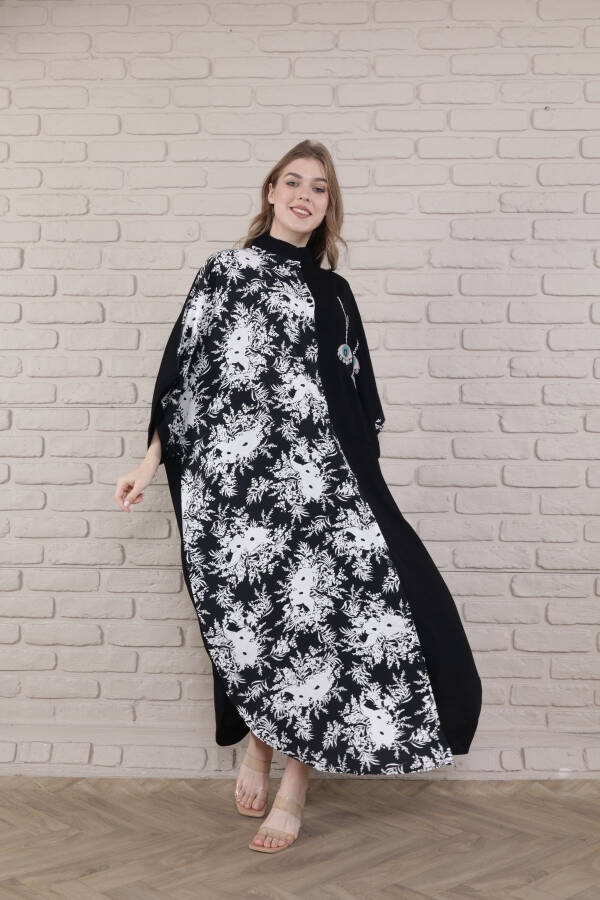 Women's Black Plus Size Mandarin Collar Woven Dress-s - 1