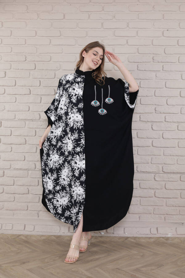 Women's Black Plus Size Mandarin Collar Woven Dress-s - 6