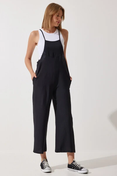 Women's Black Pocket Gardener Dungarees DD00910 - 3