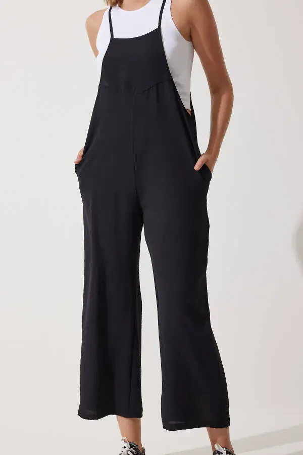 Women's Black Pocket Gardener Dungarees DD00910 - 4