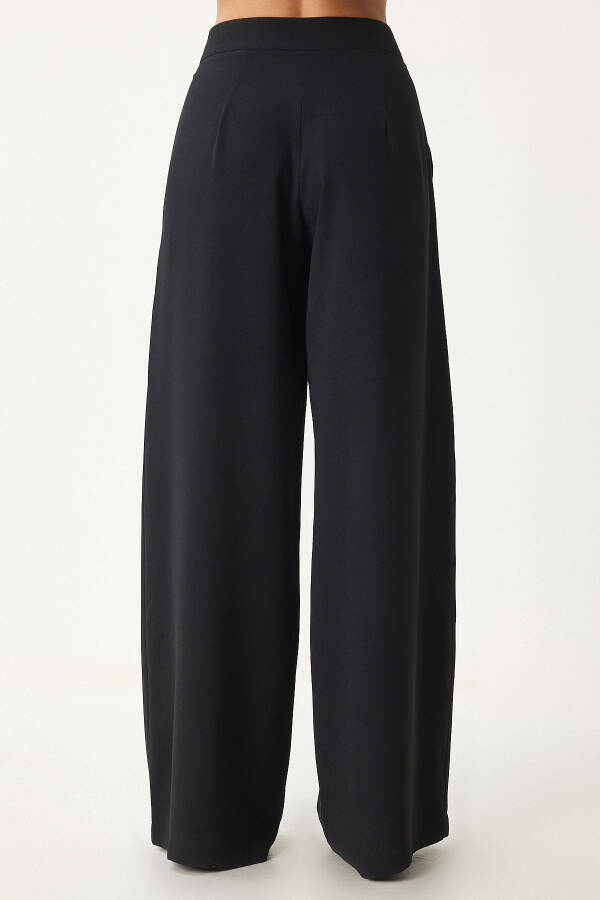 Women's Black Pocket Woven Palazzo Pants UL00052 - 6