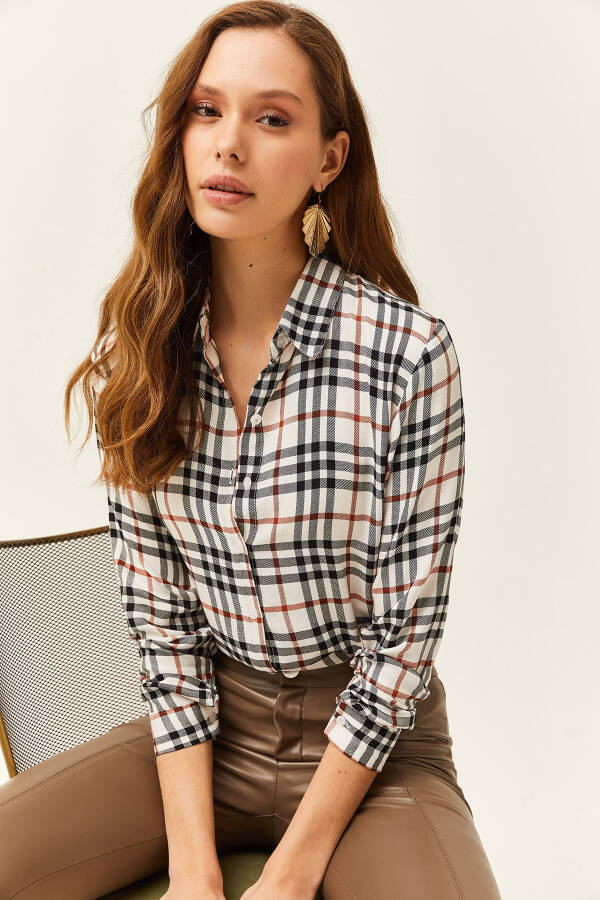 Women's Black Red Plaid Belmando Woven Shirt GML-19001165 - 3