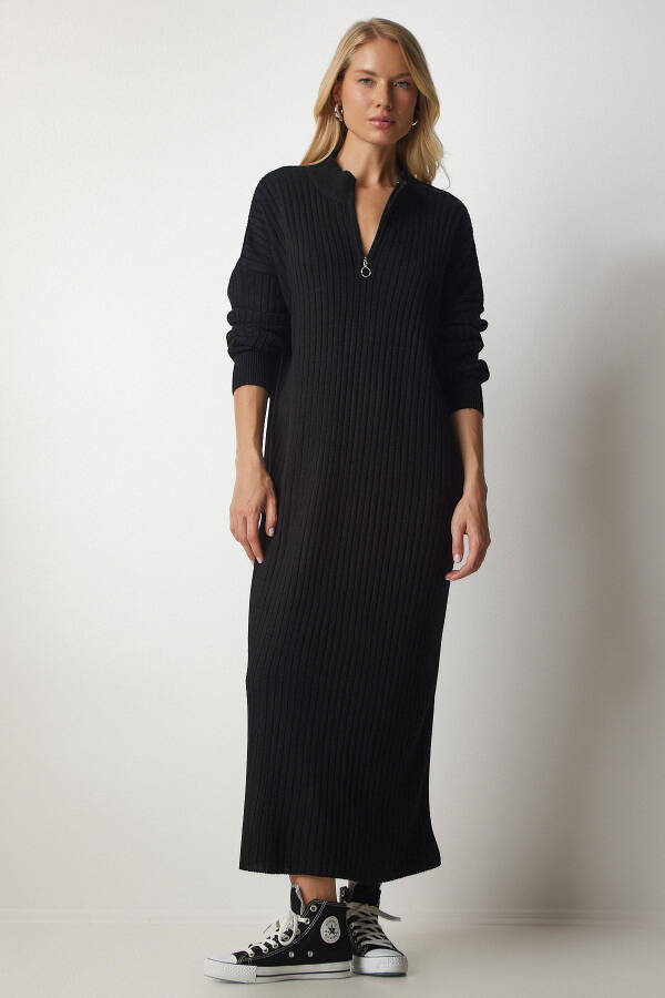 Women's Black Ribbed Oversize Knit Dress DD01251 - 1