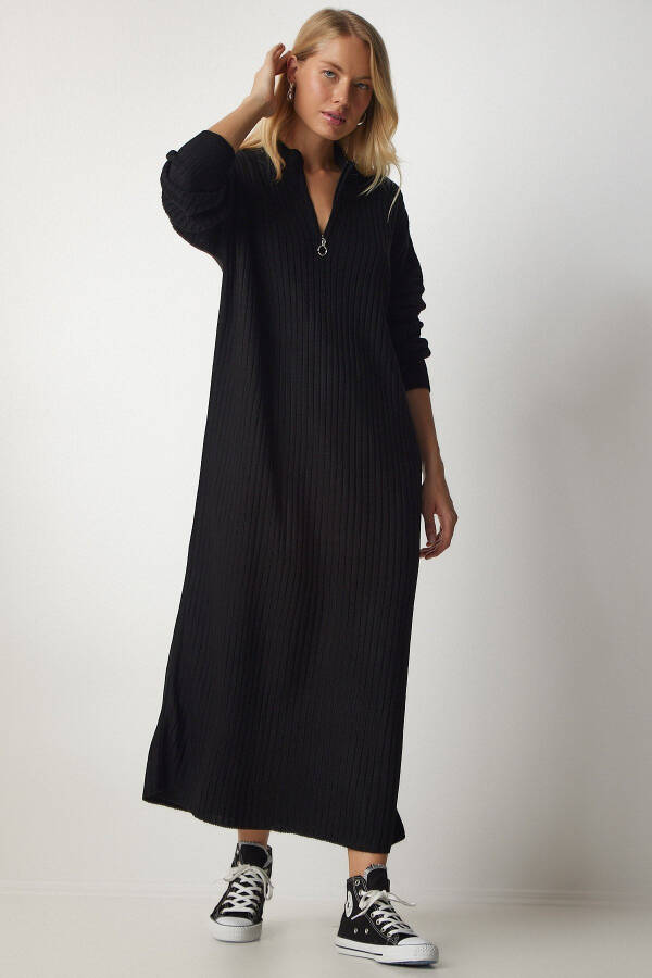 Women's Black Ribbed Oversize Knit Dress DD01251 - 2