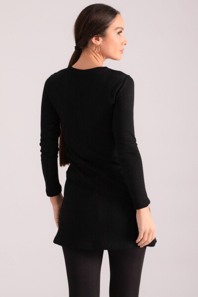 Women's Black Round Neck Knit Dress ARM-24K001067 - 4