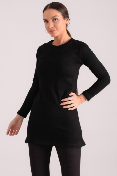 Women's Black Round Neck Knit Dress ARM-24K001067 - 6