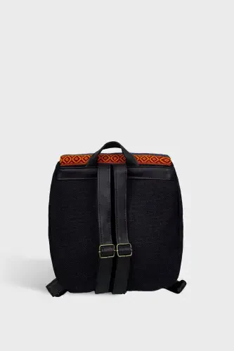 Women's Black Ruffled Backpack Ksırt04-Black - 3