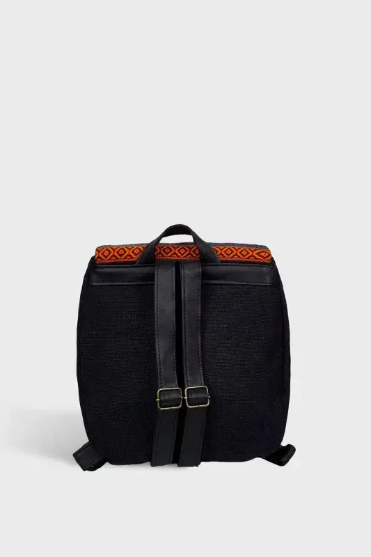 Women's Black Ruffled Backpack Ksırt04-Black - 3