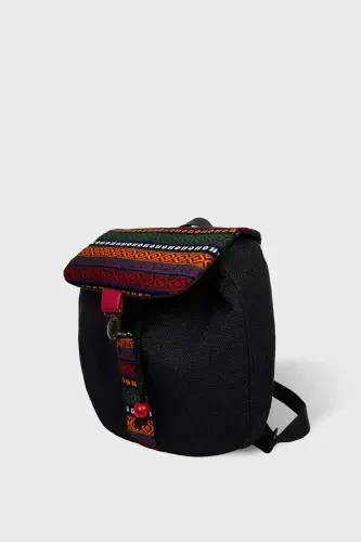 Women's Black Ruffled Backpack Ksırt04-Black - 4