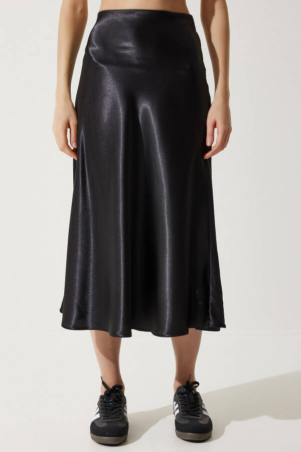 Women's Black Satin Surface Skirt DD01144 - 5