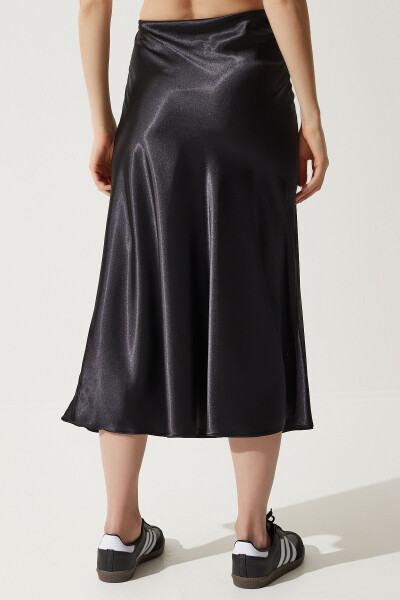 Women's Black Satin Surface Skirt DD01144 - 7