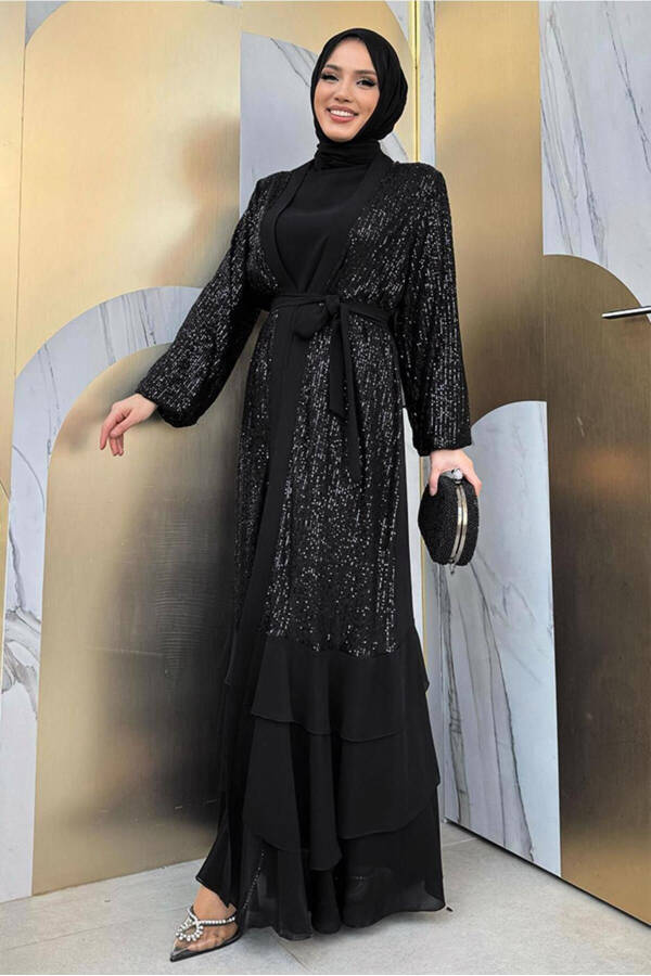 Women's Black Sequined Dress Suit T 3848 - 3