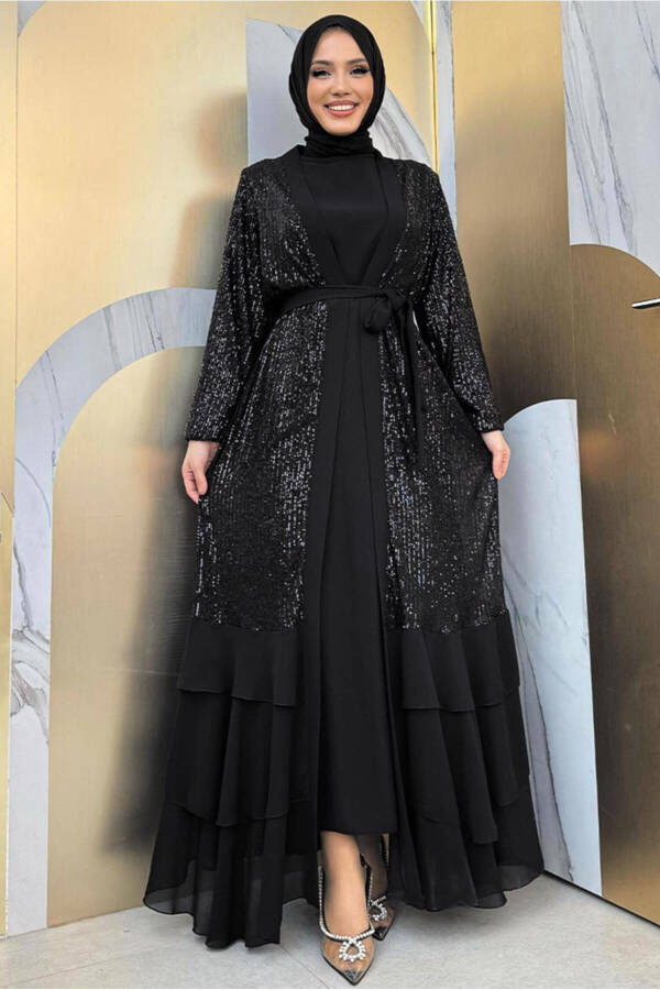 Women's Black Sequined Dress Suit T 3848 - 6