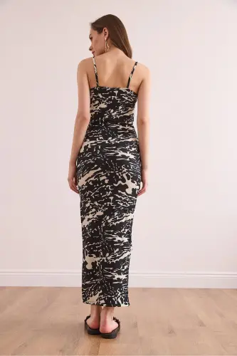 Women's Black Side Slit Tank Maxi Knitted Dress - 7