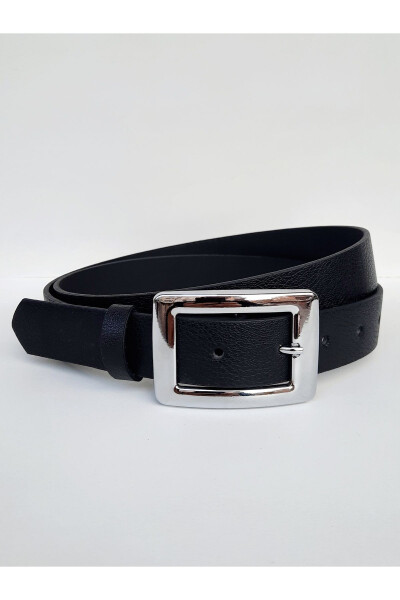 Women's Black Silver and Gold Buckle 2-Pack Belt - 2