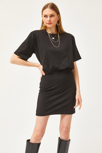 Women's Black Skirt Double Layer Flowy Dress ELB-19002062 - 3