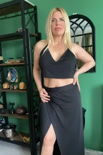 Women's Black Skirted Bustier Suit GLS6300 - BÜYÜKBEDENIZ (1)